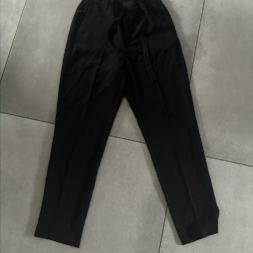 WoMen's stretchy Black Pants with built in belt tie
